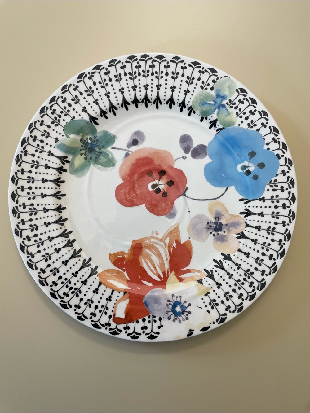ANTHROPOLOGIE Isidre Ceramica Floral 11" Dinner Plate